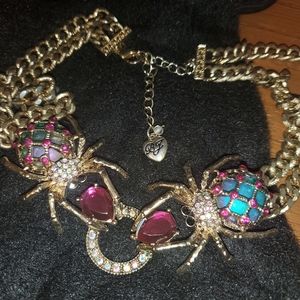 Betsey Johnson Dual Two SPIDER Statement NECKLACE